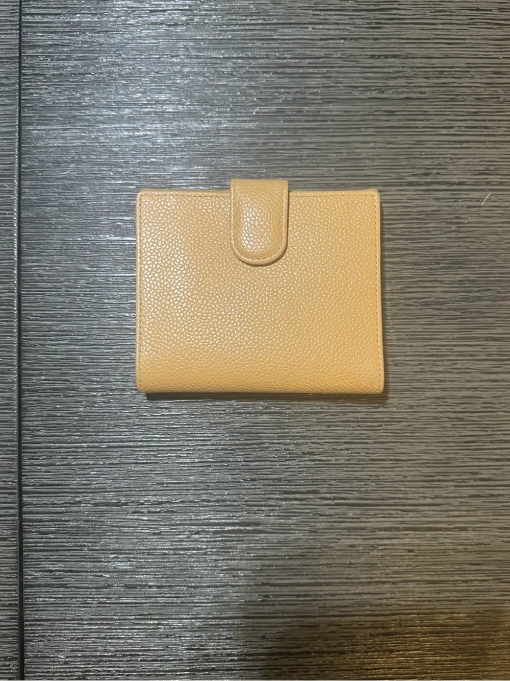 CHANEL Mustard Yellow Caviar Leather Wallet with Embossed CC